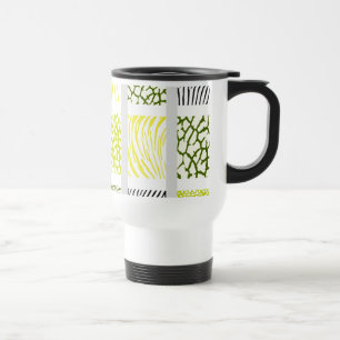 White and Yellow Mixed Animal Print Travel Mug