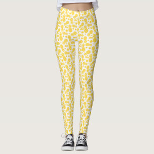White and yellow pineapple flower leggings
