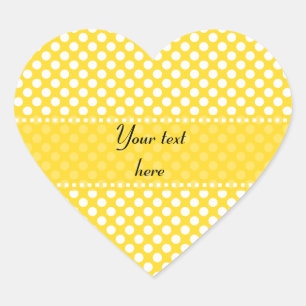 White and Yellow Polka Dot Heart Sticker