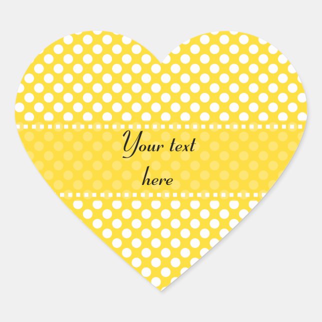 White and Yellow Polka Dot Heart Sticker (Front)