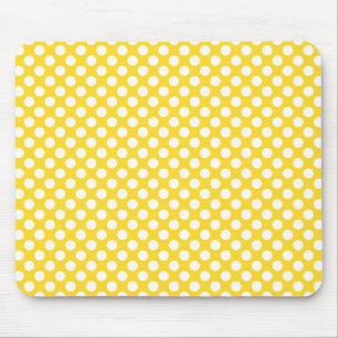 White and Yellow Polka Dot Mouse Mat