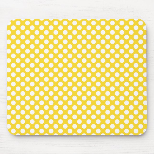 White and Yellow Polka Dot Mouse Mat (Front)