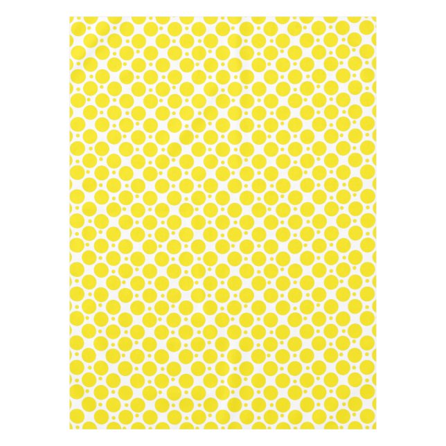 White and Yellow Polka Dots Pattern Tablecloth (Front)