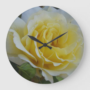 White and Yellow Rose Clock