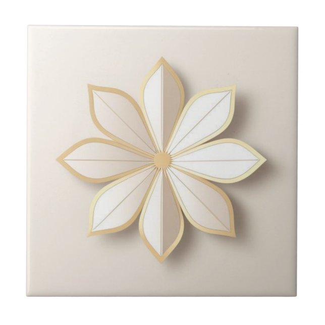White and yellow simple  floral tile (Front)