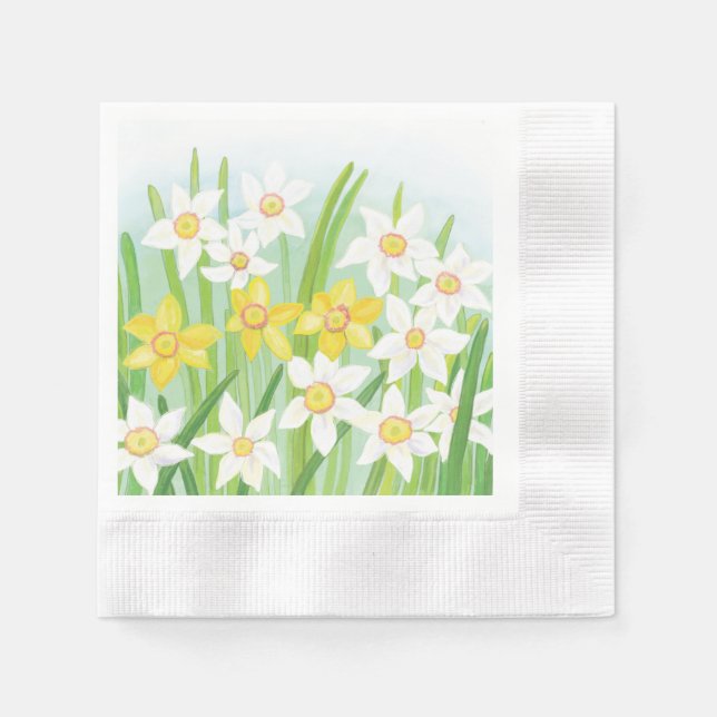 White and Yellow Spring Daffodils   Napkin (Front)