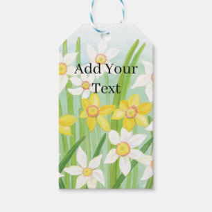 White and Yellow Spring Daffodils Personalized Gift Tags