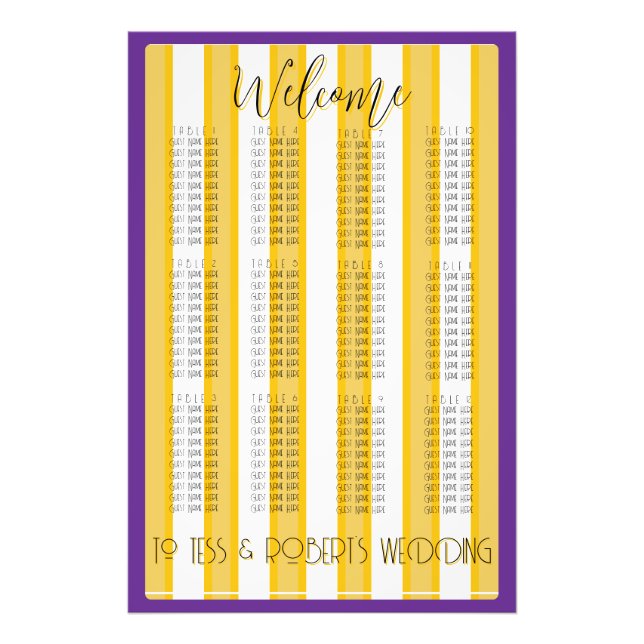 White and Yellow Stripes & Purple Trim  Photo Print (Front)