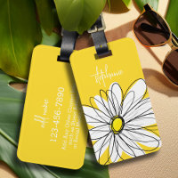 White and Yellow Whimsical Daisy Custom Text