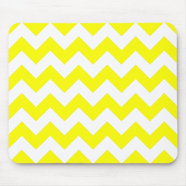 White and Yellow Zigzag Pattern Mouse Mat (Front)
