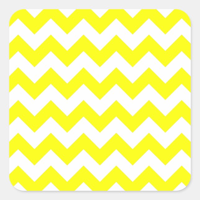 White and Yellow Zigzag Pattern Square Sticker (Front)