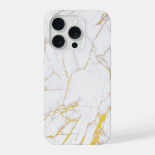 White and Yellowish Golden Marble iPhone 15 Pro Case