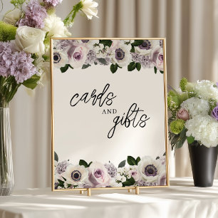 White Anemone and Purple Floral Cards and Gifts Poster