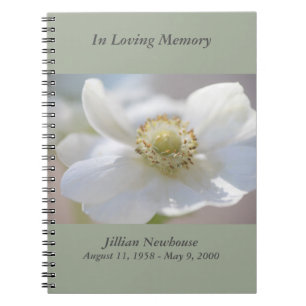White anemone closeup memorial notebook