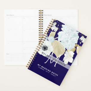 White Anemone Floral Wedding Newly Weds Monogram Planner