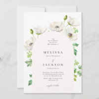 White Anemone Flower Arch Wedding Invitation 