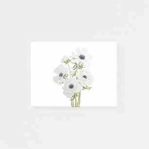 white anemone flower watercolor painting post-it notes