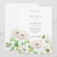 White Anemone Flower Wedding Invitation