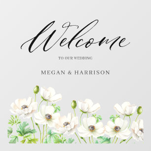 White Anemone Flower Welcome  Window Cling