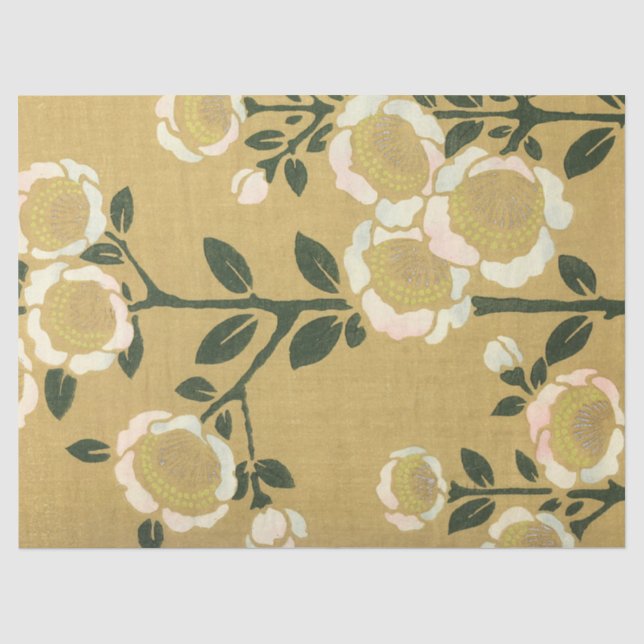 White Anemone Flowers Tissue Paper (Front)