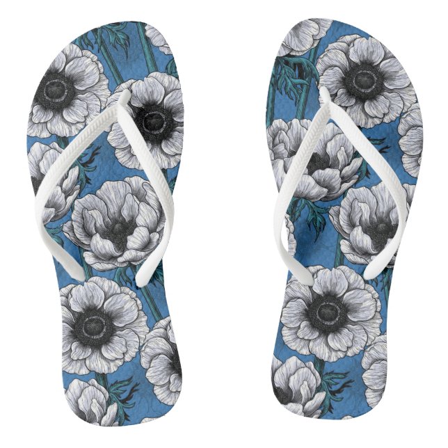 White anemone garden flip flops (Footbed)