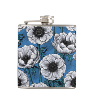 White anemone garden hip flask