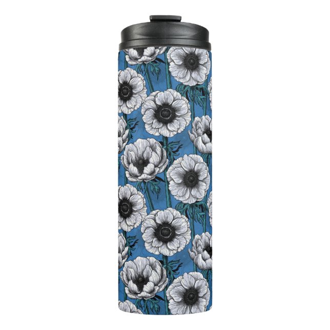 White anemone garden thermal tumbler (Front)