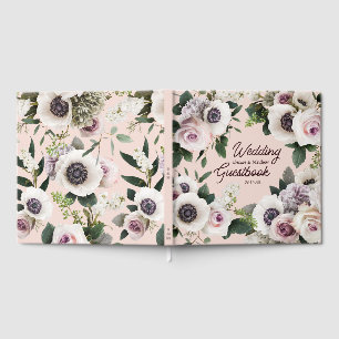 White Anemone on Blush Rose Guest Book