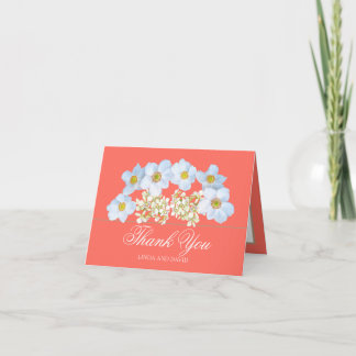 White Anemone & Orchid Bouquet Floral Thank You Card