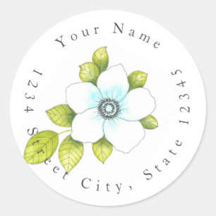 White Anemone Pen & Watercolor Flower Labels