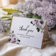 White Anemone & Purple Floral Bridal Shower Folded