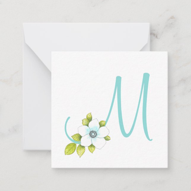 White Anemone Watercolor Pen & Watercolor Flower Card (Front)