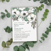 White Anemones Eucalyptus Ilustration Wedding 