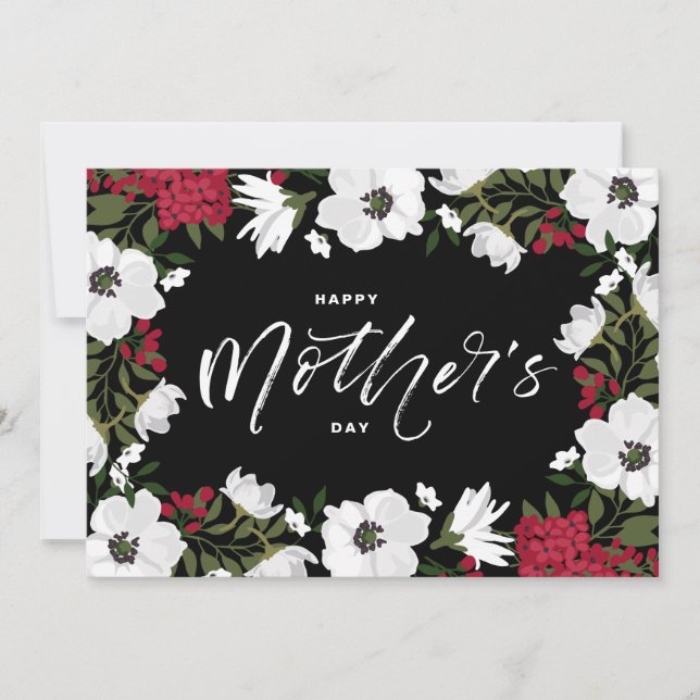 White Anemones Floral Happy Mother's Day Card (Front)