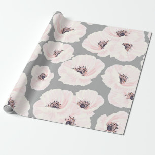 White Anemones Floral Wrapping Paper
