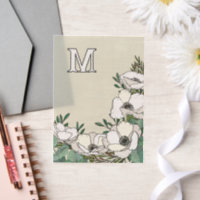 White Anemones Ilustration Monogram Wedding 