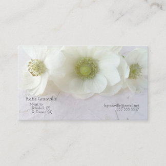 White anemones on texture business card