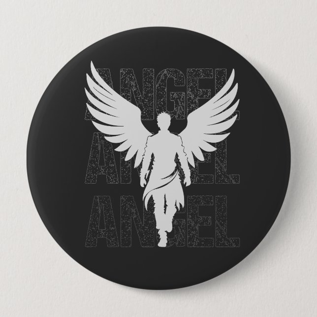 White Angel 10 Cm Round Badge (Front)