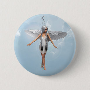 White Angel 6 Cm Round Badge