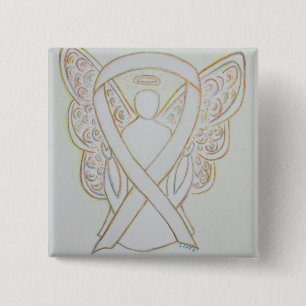 White Angel Awareness Ribbon Custom Art Pins