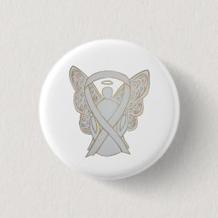 White Angel Awareness Ribbon Custom Art Pins