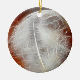 White Angel Feather Ceramic Tree Decoration