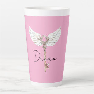 White Angel Feathers Key Latte Mug