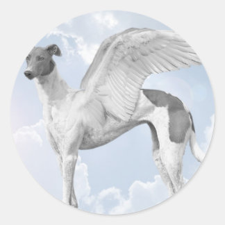 White Angel Greyhound Classic Round Sticker