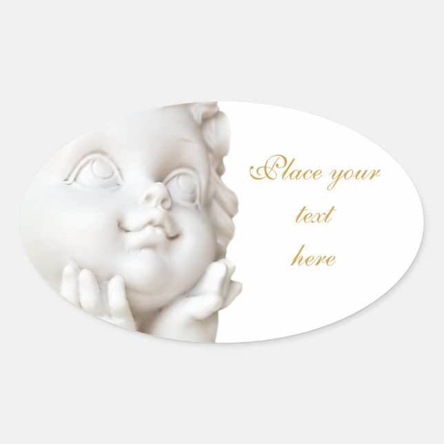 White Angel Oval Sticker (Front)