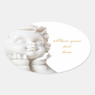 White Angel Oval Sticker