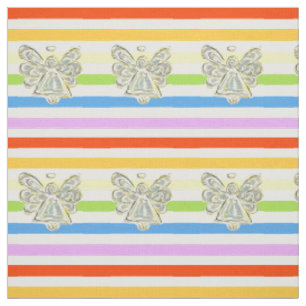 White Angel Rainbow Stripe Fabric Art Material