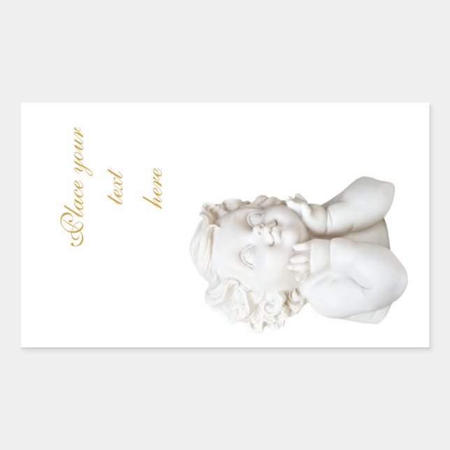 White Angel Rectangular Sticker (Front)