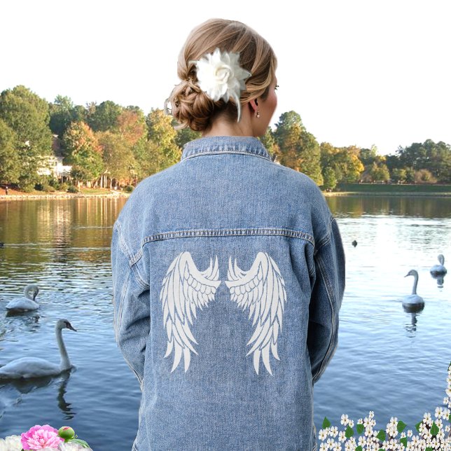 White Angel Wings Denim Jacket (Creator Uploaded)