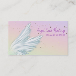 *~*  White Angel Wings Starry Rainbow Pastel Business Card